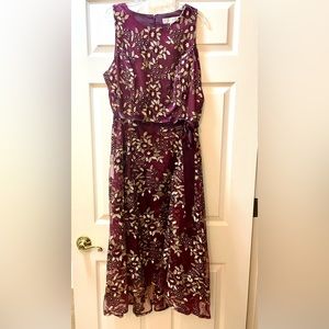 Tahari, maroon high-low dress, size 16